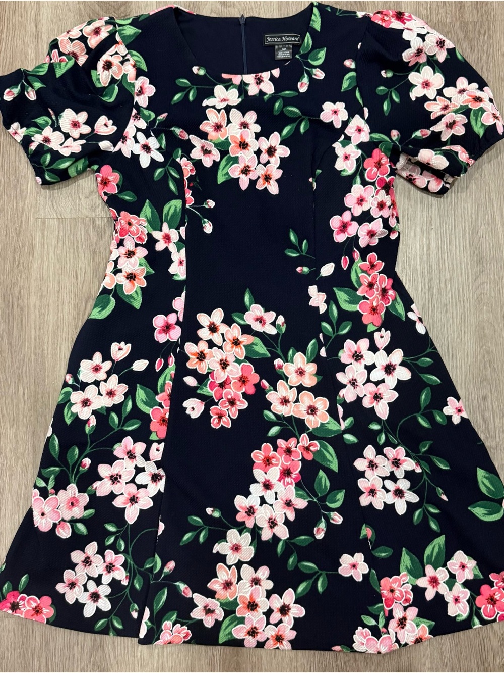 Jessica Howard Navy Dress with Pink Floral Blossoms